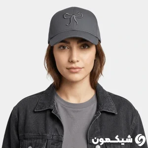 کلاه بیسبالی Miu Miu طوسی تیره با طرح گلدوزی پاپیون
